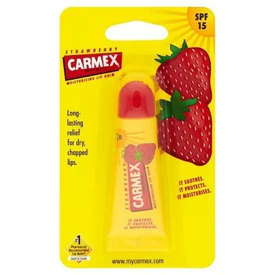Carma Laboratories Carmex, Moisturising Lip Balm Strawberry (Nawilżający balsam do ust w tubce o smaku truskawkowym)