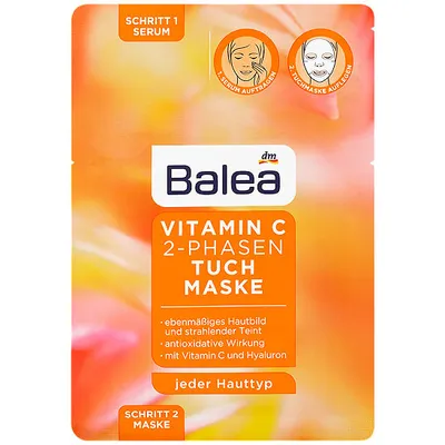 Balea Tuchmaske Vitamin C 2-Phasen (Maska w płachcie 2-fazowa z serum z witaminą C)