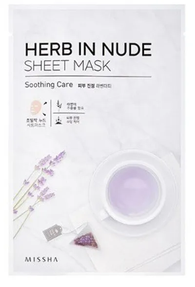 Missha Herb In Nude, Sheet Mask Soothing Care (Kojąca  maska bawełniana z kompleksem herbacianym)