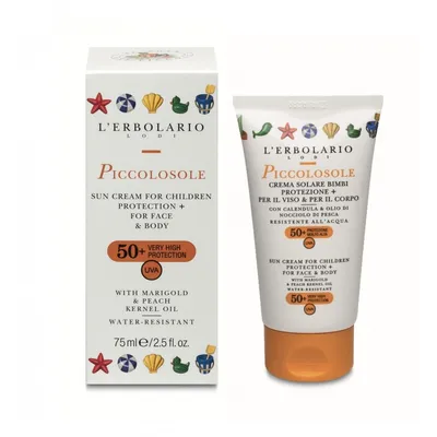 L'Erbolario Piccolosole, Crema Solare Bimbi Protezione + Per Il Viso & Per Il Corpo (Krem do opalania dla dzieci do twarzy i ciała SPF 50+)