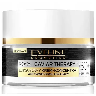 Eveline Cosmetics Caviar Therapy 60+, Luksusowy krem-serum silnie odbudowujący na noc