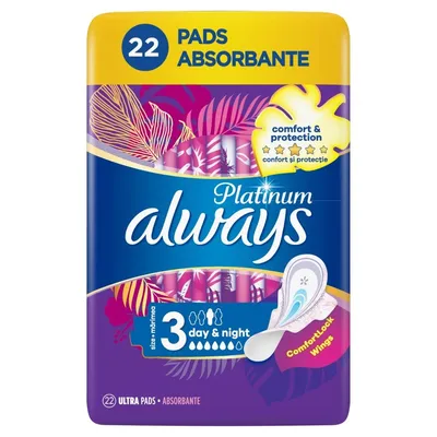 Always Platinum Day & Night, Podpaski higieniczne ze skrzydełkami rozmiar 3
