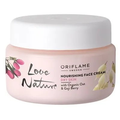 Oriflame Love Nature, Nourishing Face Cream with Organic Oat & Goji Berry (Odżywczy krem do twarzy z organicznym owsem i jagodami goji)
