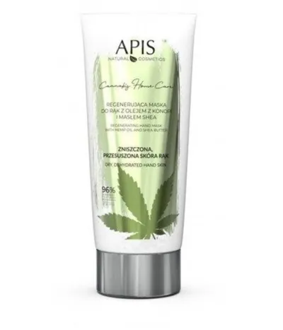 Apis Cannabis Home Care, Regenerująca maska do rąk z olejem z konopi i masłem shea