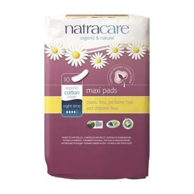 Natracare Night Time Organic Cotton Maxi Pads (Podpaski  na noc o zaokrąglonym kształcie bez skrzydełek)