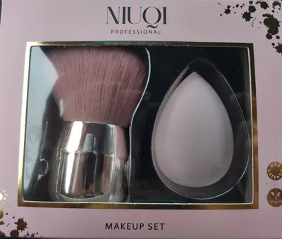 Niuqi Professional, Zestaw pędzel Kabuki z gąbeczką 3D