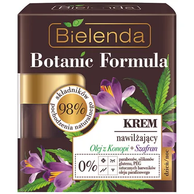 Bielenda Botanic Formula, Nawilżający krem na dzień i na noc `Olej z konopii + szafran`
