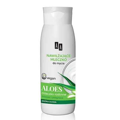 AA Vegan, Nawilżające mleczko pod prysznic i do kąpieli `Aloes`