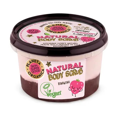 Planeta Organica Natural Body Scrub Strawberry & Chia Seed (Scrub do ciała wygładzający `Truskawka i nasiona chia`)
