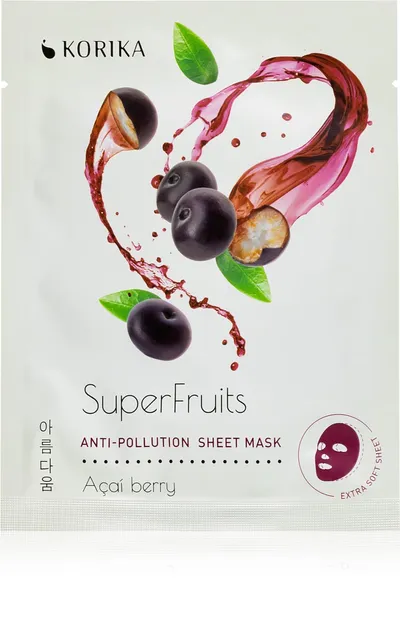 Korika SuperFruits Anti- Pollution Sheet Mask Acai Berry (Maseczka płócienna z efektem detoksykującym)