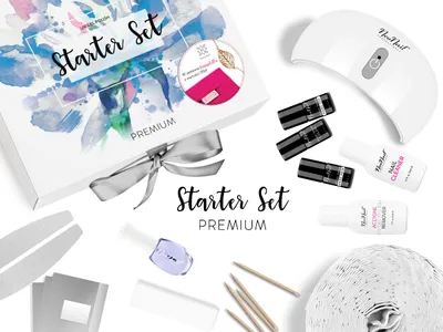 NeoNail UV Gel Polish, Starter Set Premium (Zestaw do manicure hybrydowego z lampą 9W)