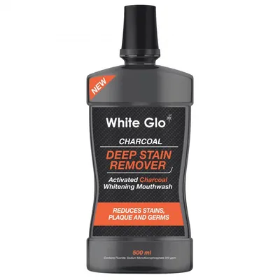 White Glo Charcoal Deep Stain Remover, Activated Charcoal Whitening Mouthwash (Płyn do płukania jamy ustnej)