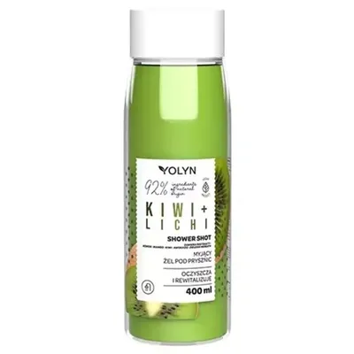 Yolyn Shower Shot, Wegański żel pod prysznic `Kiwi + Lichi`