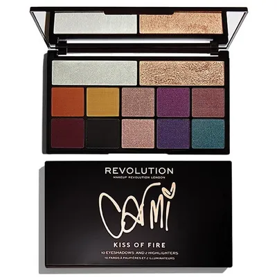 Revolution Beauty (Makeup Revolution) Revolution X Carmi, Kiss Of Fire Palette (Paleta 10  cieni do powiek i 2 rozświetlaczy)