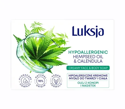 Luksja Hypoallergenic Hempseed Oil & Calendula  Creamy Hand & Body Soap (Hipoalergiczne kremowe mydło do twarzy i ciała `Olej z konopi i nagietek`)