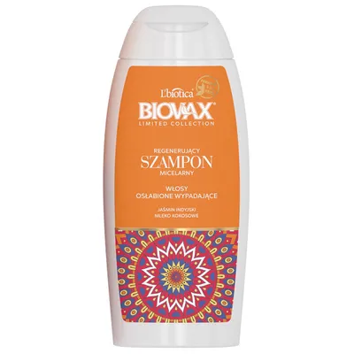 L'biotica Biovax Limited Collection, Jaśmin Indyjski i Mleko Kokosowe, Regenerujący szampon do włosów osłabionych i wypadających