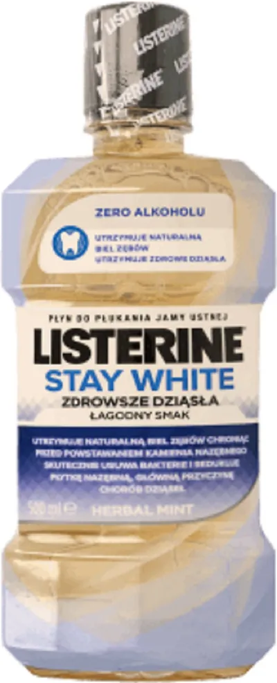 Listerine Stay White, Płyn do płukania jamy ustnej `Zdrowsze  dziąsła`