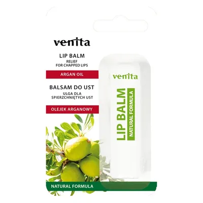 Venita Lip Balm Natural Formula Relief for Chapped Lips with Argan Oil (Balsam do spierzchniętych ust `Olej arganowy`)