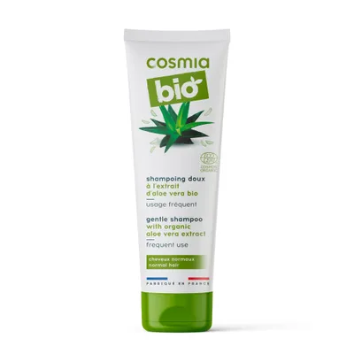 Cosmia BIO, Shampoing Doux Aloe Vera Bio Cheveux Normaux (Delikatny szampon organiczny z aloesem do włosów normalnych)