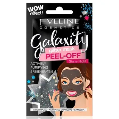 Eveline Cosmetics Galaxity Glitter Mask Peel-off, Oczyszczająco-regenerująca maseczka peel-off z połyskującymi drobinkami `Starry Night`