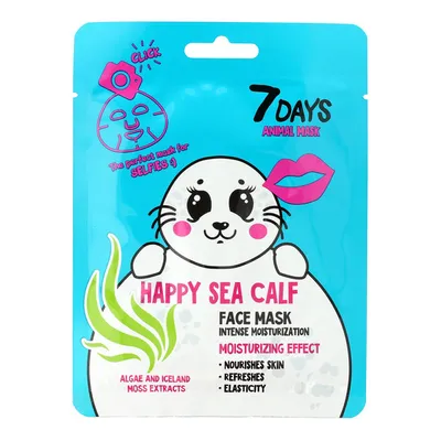 Vilenta 7 Days Animal Happy Sea Calf Sheet Mask (Maska na twarz w płacie intensywnie nawilżająca)