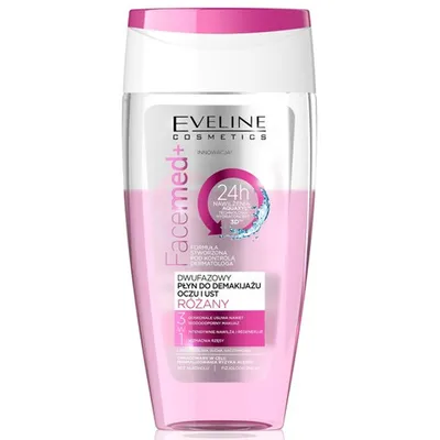 Eveline Cosmetics Facemed +, Dwufazowy płyn do demakijażu oczu i ust różany 3 w 1