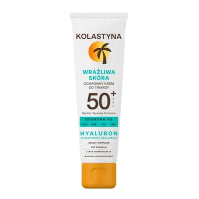 Kolastyna Hyaluron, Wrażliwa Skóra, Ochronny krem do twarzy SPF 50+,