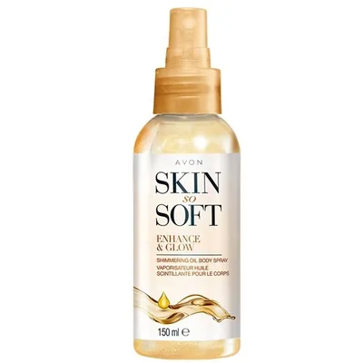Avon Skin So Soft, Enhance & Glow, Shimmering Oil Body Spray (Olejek w sprayu z połyskującymi drobinkami `Złocisty blask` (nowa wersja))