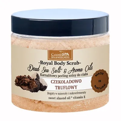 CosmoSPA Royal Body Scrub Dead Sea Salt & Aroma Oils (Karnalitowy peeling solny do ciała-czekoladowo-truflowy)