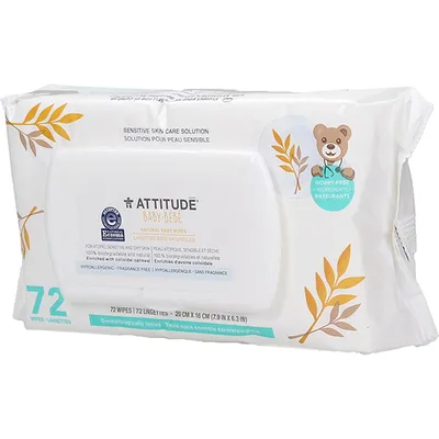 Attitude Baby, Natural Baby Wipes (Chusteczki dla niemowląt)