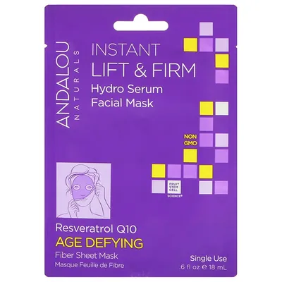 Andalou Naturals Instant Lift & Firm, Hydro Serum Facial Mask (Ujędrniająco - liftingująca maseczka w płachcie)