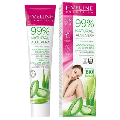 Eveline Cosmetics 99% Natural Aloe Vera, Łagodny krem do depilacji