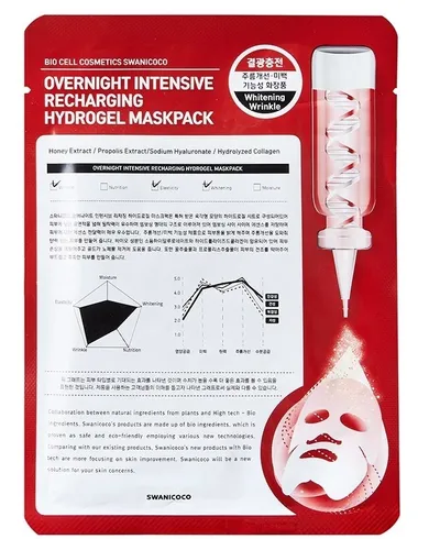 Swanicoco Overnight Intensive Recharging Hydrogel Mask Pack (Rozjaśniająca przeciwzmarszczkowa maska w płacie)