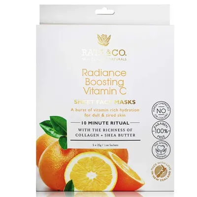 Rata & Co. Radiance Boosting Vitamin C Sheet Face Mask (Rozświetlająca maseczka w płacie do twarzy z Witaminą C)