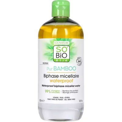 SO'BiO Etic Pur Bamboo, Biphase Micellaire Waterproof (Dwufazowa woda micelarna z bambusem)