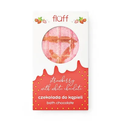 Fluff Superfood, Strawberry with White Chocolate Bath Chocolate (Czekolada do kąpieli `Truskawka w białej czekoladzie`)