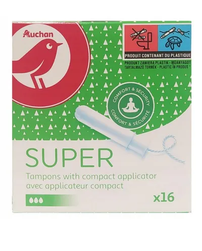 Auchan Tampons with Compact Aplicator Super (Tampony z aplikatorem kompaktowym)