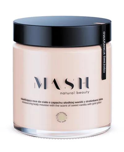 Mash Natural Beauty Nawilżający mus do ciała o zapachu słodkiej wanilii z drobinkami złota