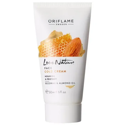Oriflame Love Nature, Face Cold Cream Beeswax & Almond Oil (Ochronny krem do twarzy z woskiem pszczelim i olejkiem migdałowym)