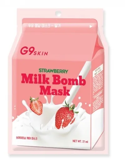 G9Skin Milk Bomb Mask Strawberry (Mleczna nawilżająca maska do twarzy w płachcie `Truskawka`)