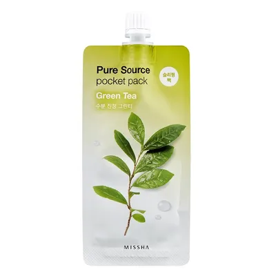 Missha Pure Source, Pocket Pack `Green Tea` (Maseczka z wyciągiem z zielonej herbaty)