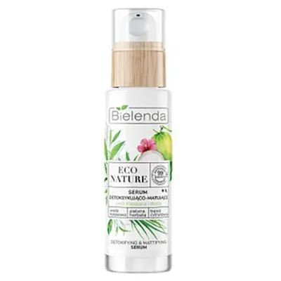 Bielenda Eco Nature, Detoksykująco-matujące serum do twarzy `Woda kokosowa, zielona herbata i trawa cytrynowa`