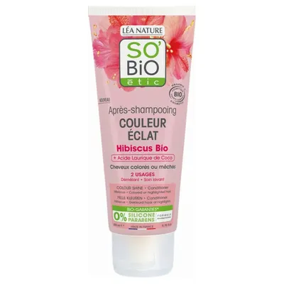 SO'BiO Etic Apres-Shampoing Couleur Eclat a l'Hibiscus Bio (Nabłyszczająca odżywka dla głębi koloru)