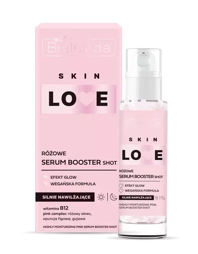 Bielenda Skin Love,  Silnie nawilżające różowe serum booster shot
