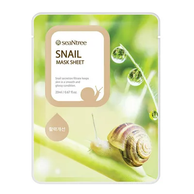SeaNtree Snail Mask Sheet (Maseczka na bawełnianej płachcie z ekstraktem ze śluzu ślimaka)