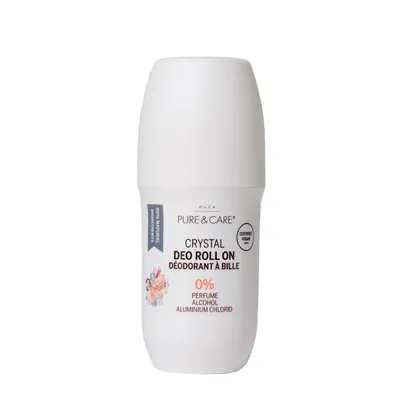 Pure and Care Crystal Deo Roll-on  0% Perfume, Alcohol, Aluminium Chlorid (Dezodorant kryształ w kulce nieperfumowany, bezalkoholowy, bez soli aluminium)
