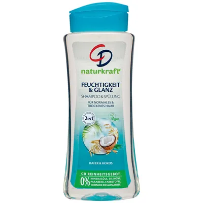 CD Naturkraft Feuchtigkeit & Glanz 2 in 1 Shampoo & Spülung (Nawilżający szampon z odżywką 2 w 1 `Owies i kokos`)