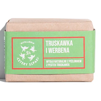 Mydlarnia Cztery Szpaki Mydło naturalne z peelingiem z pestek truskawek `Truskawka i werbena`