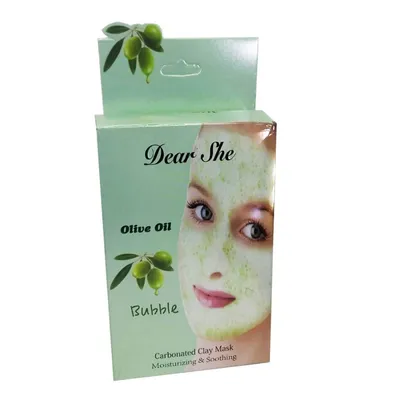 Dear She Olive Oil Bubble Carbonated Clay Mask Moisturizing & Soothing (Bąbelkowa maska nawilżająca z glinki i oliwek)