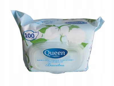Queen Nawilżany papier toaletowy spłukiwalny `Bawełna`